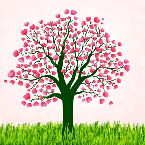 Valentines Day background with love tree — Stock Vector