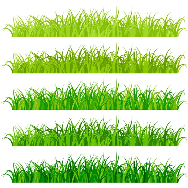 Batas rumput hijau segar ditetapkan - Stok Vektor