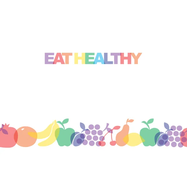 건강 한 식사-동기 부여 포스터 또는 배너 화려한 문구 아이콘 및 과일의 표시와 함께 건강 한 식사. 벡터 일러스트 레이 션 — 스톡 벡터