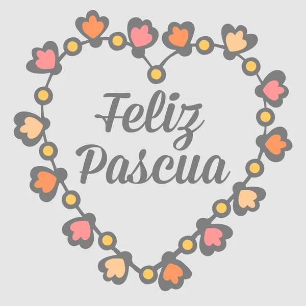 "Feliz Pascua "Feliz Pascua variante española. Felices tarjetas de Pascua ilustración retro vintage con conejo de Pascua, conejo de Pascua, adornos y fuentes — Vector de stock