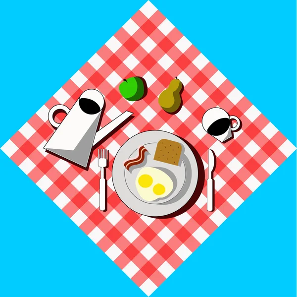 Breakfast still-life top view vector illustration — Stock Vector