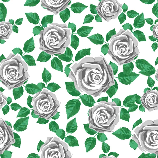 Άνευ ραφής εκλεκτής ποιότητας λουλούδι μοτίβο τριαντάφυλλα σε άσπρο φόντο — Διανυσματικό Αρχείο