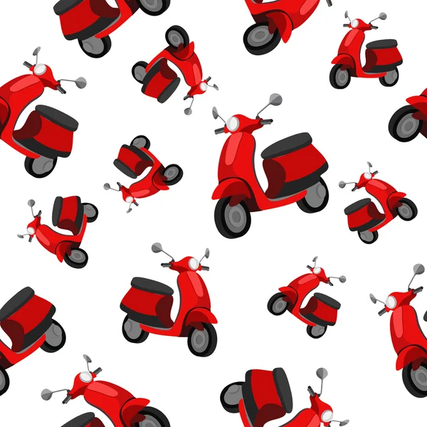 Naadloze kleurrijke patroon met scooters. Vectorillustratie. — Stockvector