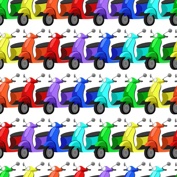 Seamless colorful pattern with scooters. Vector illustration. — Stock Vector