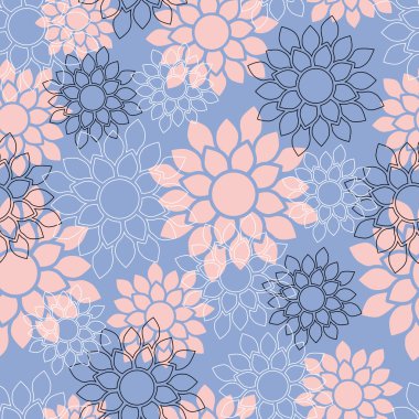 Krizantem seamless modeli Rose kuvars ve huzur moda renklerde. Arka plan, doku, tekstil, kumaş