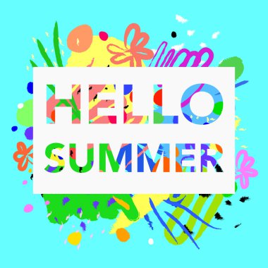 Yaz teklif benzersiz fırça doku sanatsal yazı tipi Merhaba. Vektör çizim