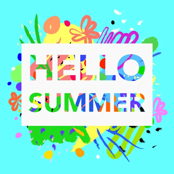 Yaz teklif benzersiz fırça doku sanatsal yazı tipi Merhaba. Vektör çizim