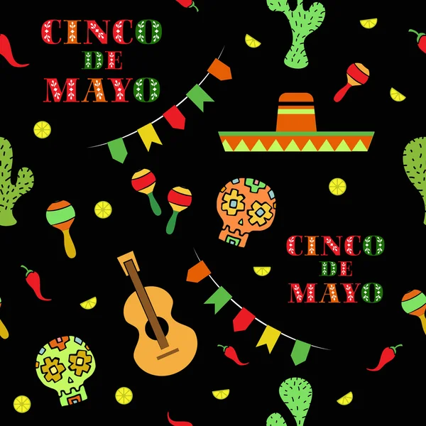 Viva Mexico Cinco de Mayo seamless mönster. Vektor illustration — Stock vektor