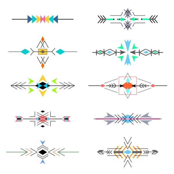 Boho tribal cartes de style ethnique et cadres ensemble. Illustration vectorielle — Image vectorielle
