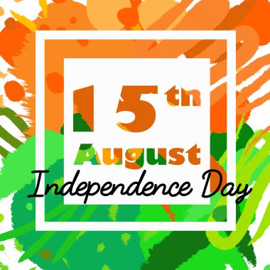 Hint Bağımsızlık günü arka plan metin 15 Ağustos ile. Fırça konturları dokusu. Vektör çizim