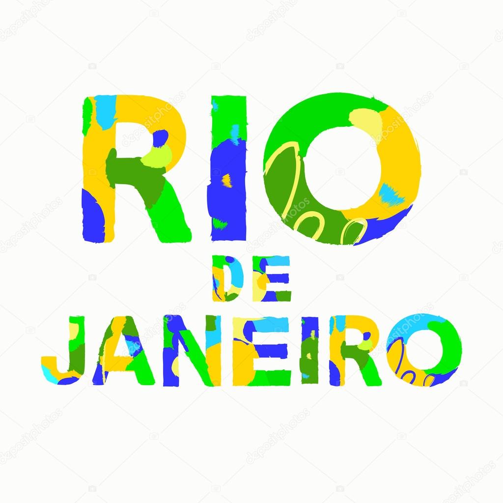 Rio de Janeiro Brazil 2016. Colorful unique font. Vector Illustration