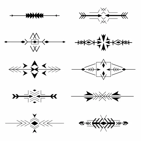 Bordures de style ethnique boho tribal aztèque. Illustration vectorielle — Image vectorielle