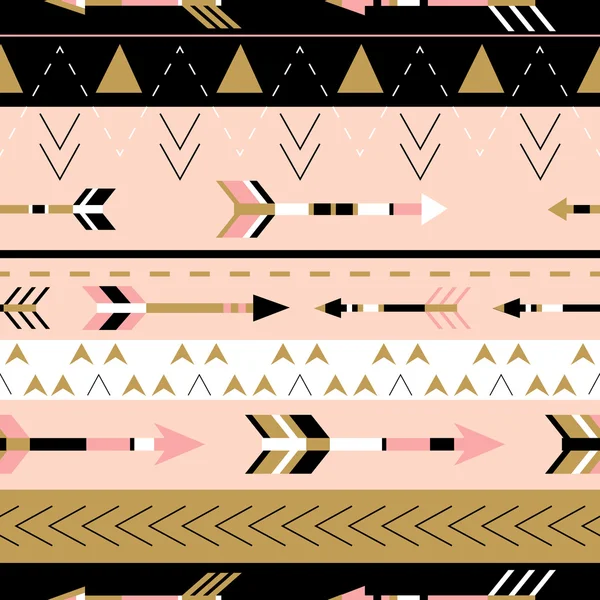 Flèches tribales motif boho sans couture. Tirage géométrique ethnique. Texture de fond. Tissu, conception de tissu, papier peint, emballage — Image vectorielle