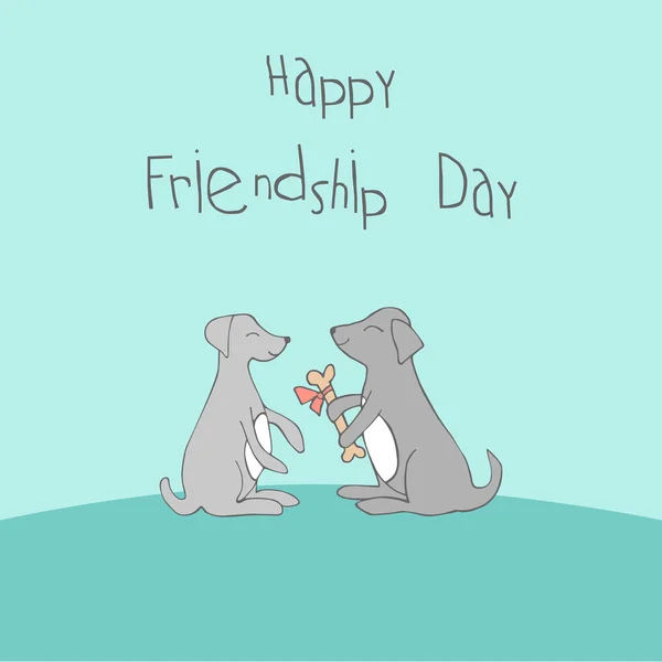 Happy Friendship Day cute cartoon hand drawn illustration with animals — Stock Vector