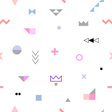 Geometrik kabile seamless modeli Memphis trendy tarzı. Vektör çizim. Arka plan, doku, tekstil, kumaş