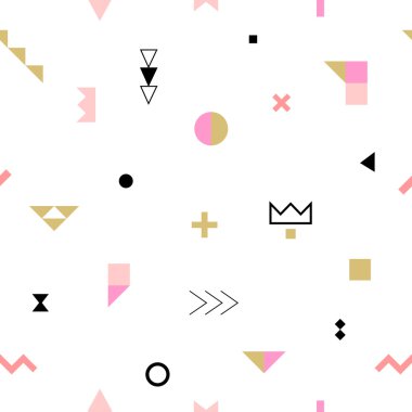 Geometrik kabile seamless modeli Memphis trendy tarzı. Vektör çizim. Arka plan, doku, tekstil, kumaş