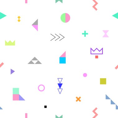 Geometrik kabile seamless modeli Memphis trendy tarzı. Vektör çizim. Arka plan, doku, tekstil, kumaş