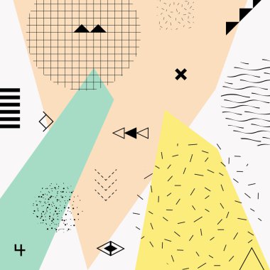 Memphis tarzı geometrik kabile arka plan. Vektör çizim. Arka plan, şablon