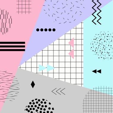 Memphis tarzı geometrik kabile arka plan. Vektör çizim. Arka plan, şablon