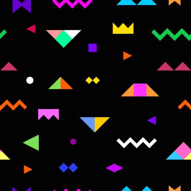Geometrik kabile seamless modeli Memphis trendy tarzı. Vektör çizim. Arka plan, doku, tekstil, kumaş