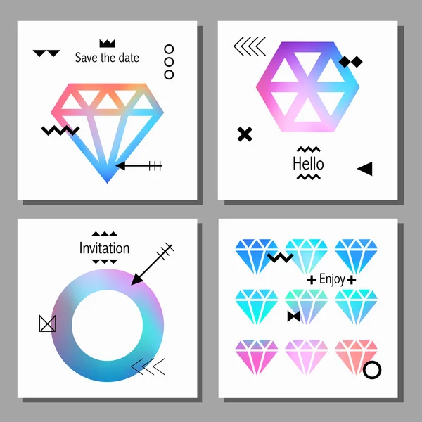 Set di carte artistiche colorate universali. Design per poster, biglietti, inviti . — Vettoriale Stock