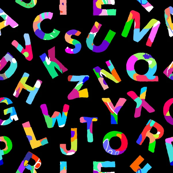 Kleurrijke lettertype naadloze patroon. Vector illustratie. Achtergrond, achtergrond, textuur, textiel, stof — Stockvector