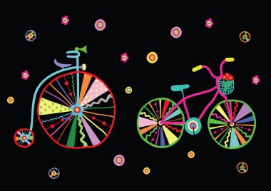 Dekoratif vektör bisikletler
