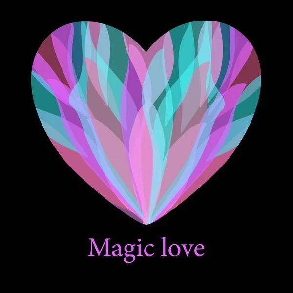 Coeur coloré magique romantique avec fond éclaboussé — Image vectorielle