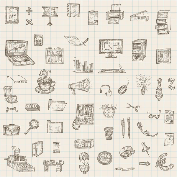 Icone di disegno a mano business . — Vettoriale Stock