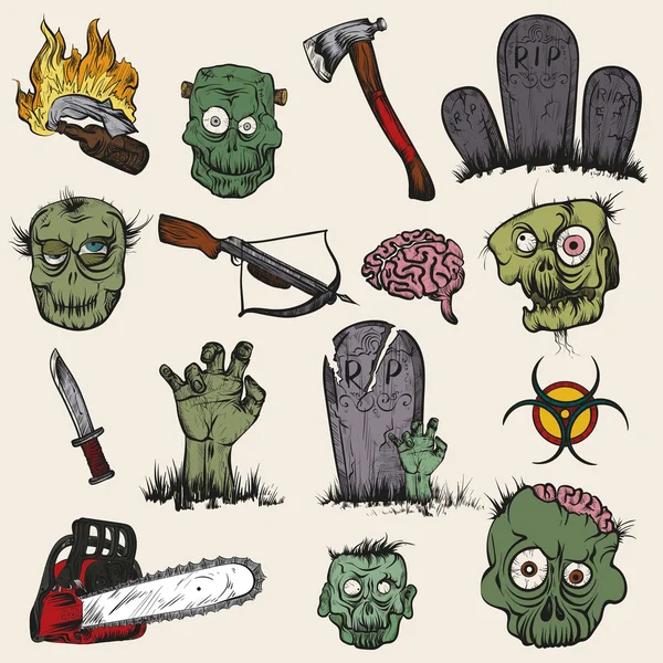 A zombi apokalipszis készlet. — Stock Vector