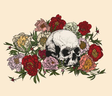 Kafatası şakayıklarla çevrili .