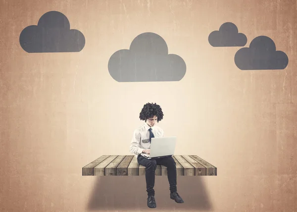 Teenager working on laptop — Stock Photo, Image