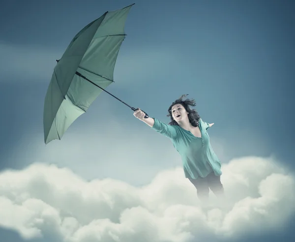 O guarda-chuva verde — Fotografia de Stock