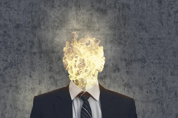 Fire head business man — Stock Photo, Image