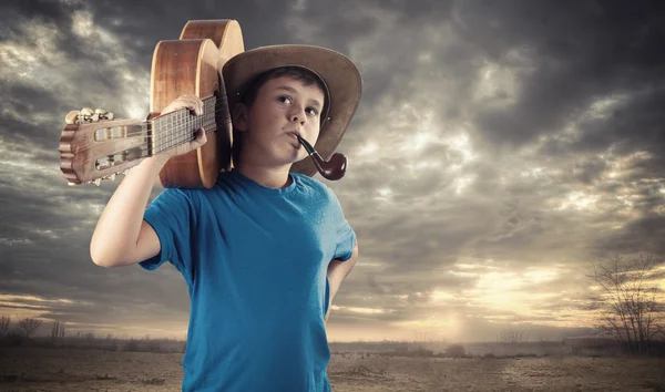 Teenager boy guitar — Stock Photo, Image