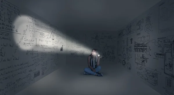 Bir oda merkezinde genç kız