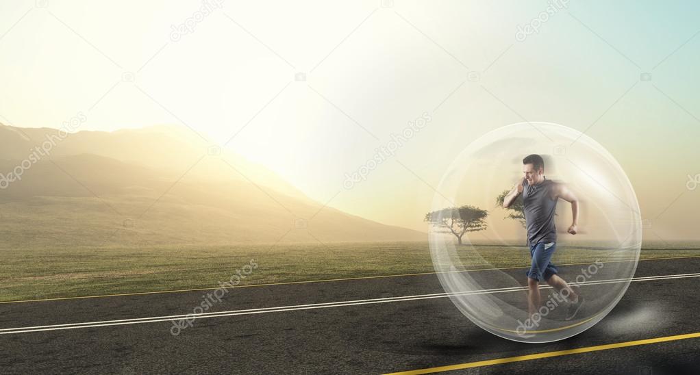 Man running in nature