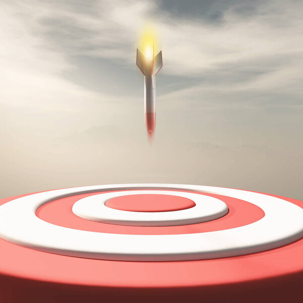 Rocket Missle Falling Red Target Target Audience Strategy Concept Render — Stock Photo, Image
