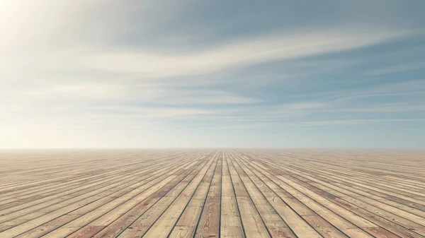 Wooden floor and sky — Stock Photo, Image