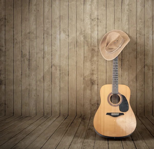 Cowboy hat and guitar — Stock Photo, Image