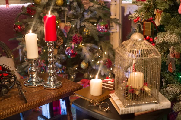 Noel dekorasyon şömine — Stok fotoğraf