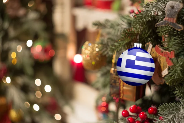 Yunan bayrağı ile Noel süs