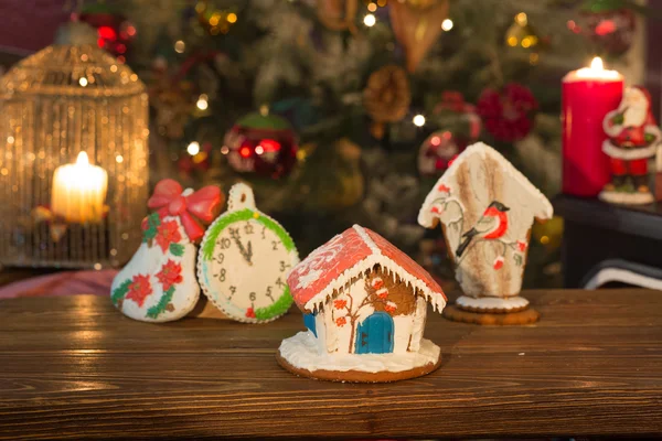 Christmas cookies on wooden table — Stock Photo, Image