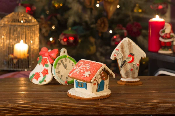 Christmas cookies on wooden table — Stock Photo, Image