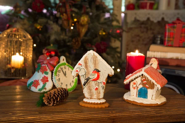 Christmas cookies on wooden table — Stock Photo, Image