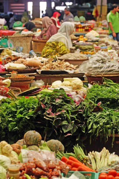 Pasar Siti Khadijah (Mercato centrale di Kota Bharu), Kelantan, Malesia — Foto Stock