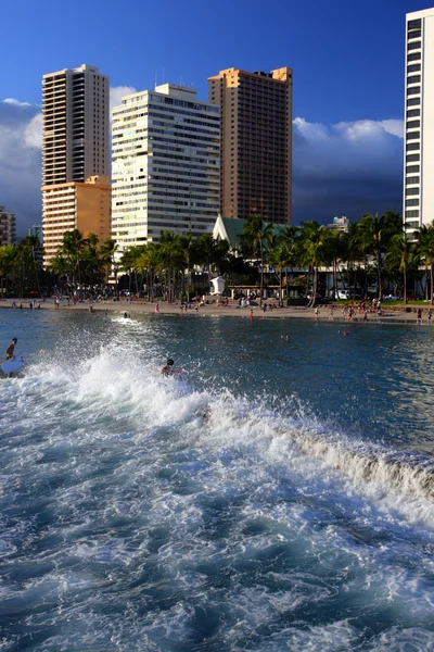 Waikiki пляж, Гонолулу, Оаху, Гаваї — стокове фото