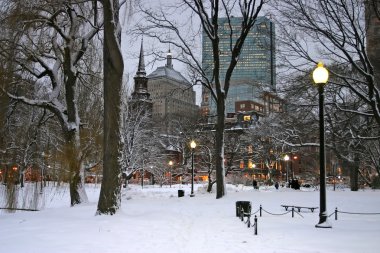 Boston, Massachusetts, ABD 'de kar yağışının stok görüntüsü