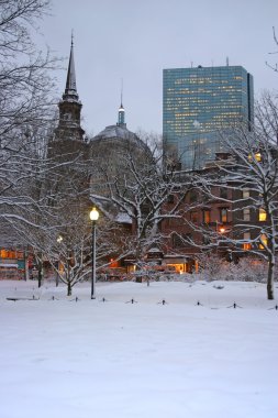 Boston, Massachusetts, ABD 'de kar yağışının stok görüntüsü