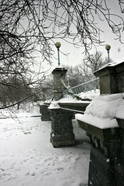 Boston, Massachusetts, ABD 'de kar yağışının stok görüntüsü